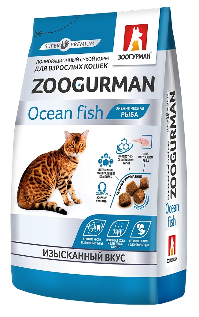 цена Зоогурман Корм Зоогурман сухой корм для взрослых кошек всех пород. Океаническая рыба (1,5 кг)