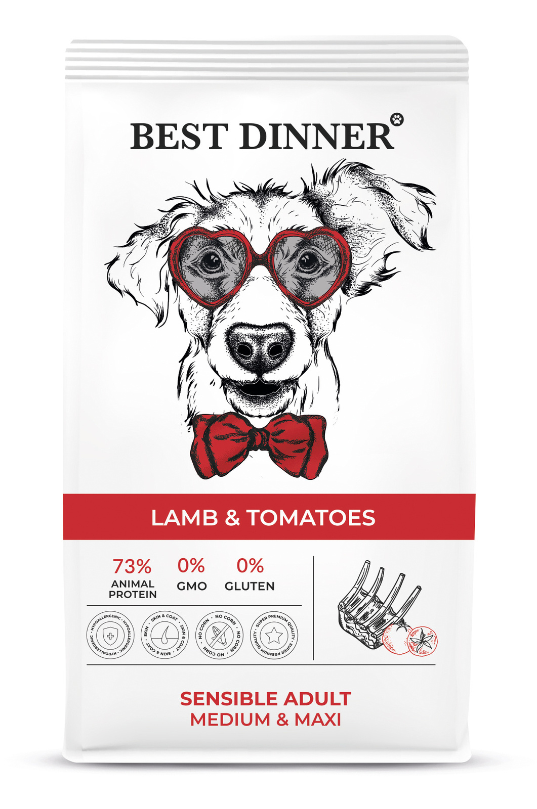 Корм Best Dinner сухой корм для собак средних и крупных пород склонных к аллергии и проблемам с пищеварением (3 кг) Best Dinner - фото 1