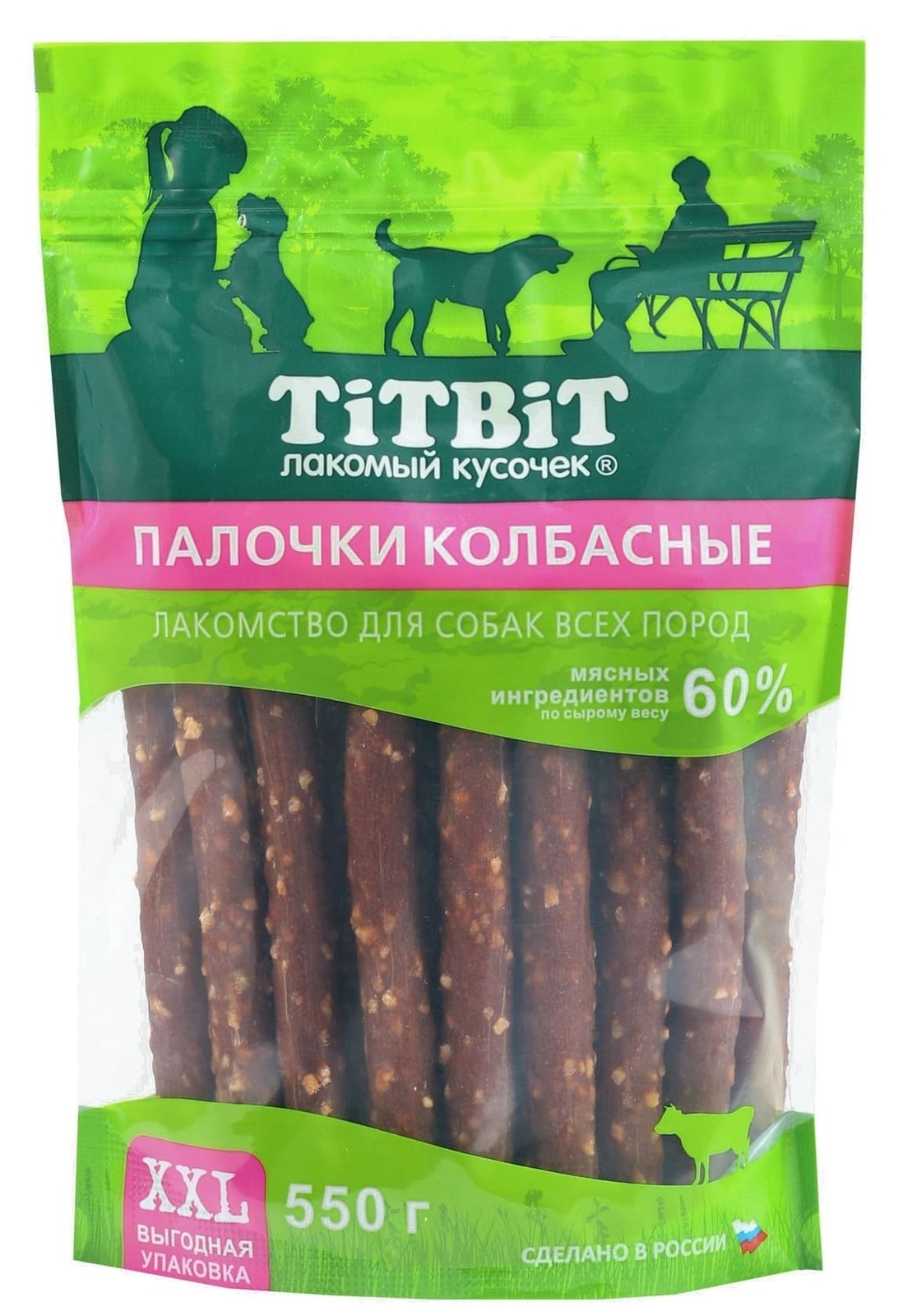 TiTBiT TiTBiT палочки колбасные для собак всех пород, выгодная упаковка XXL (550 г)