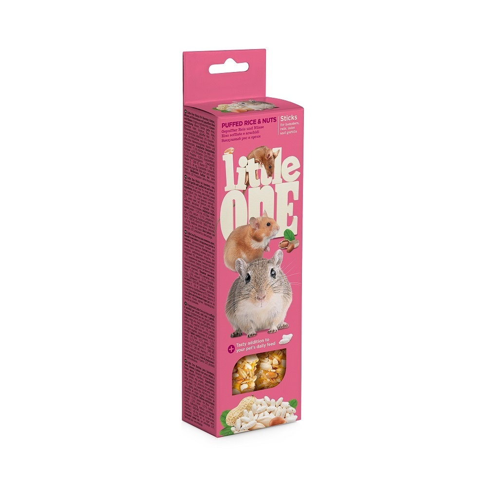 Little One Little One палочки с воздушным рисом и орехами для хомяков, крыс, мышей и песчанок, 2х55 г (120 г)