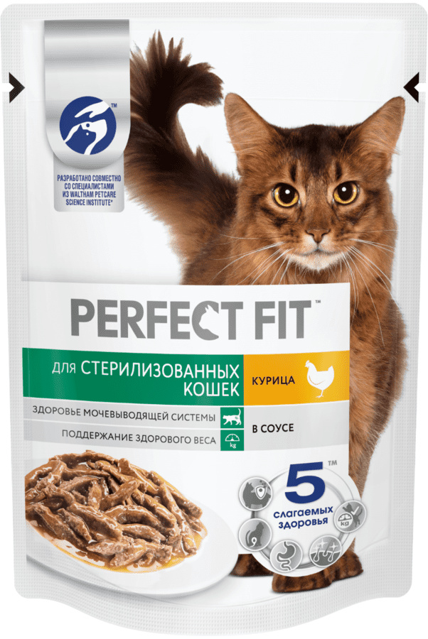 Perfect Fit влажный корм для стерилизованных котов и кошек, с курицей в соусе (75 г)