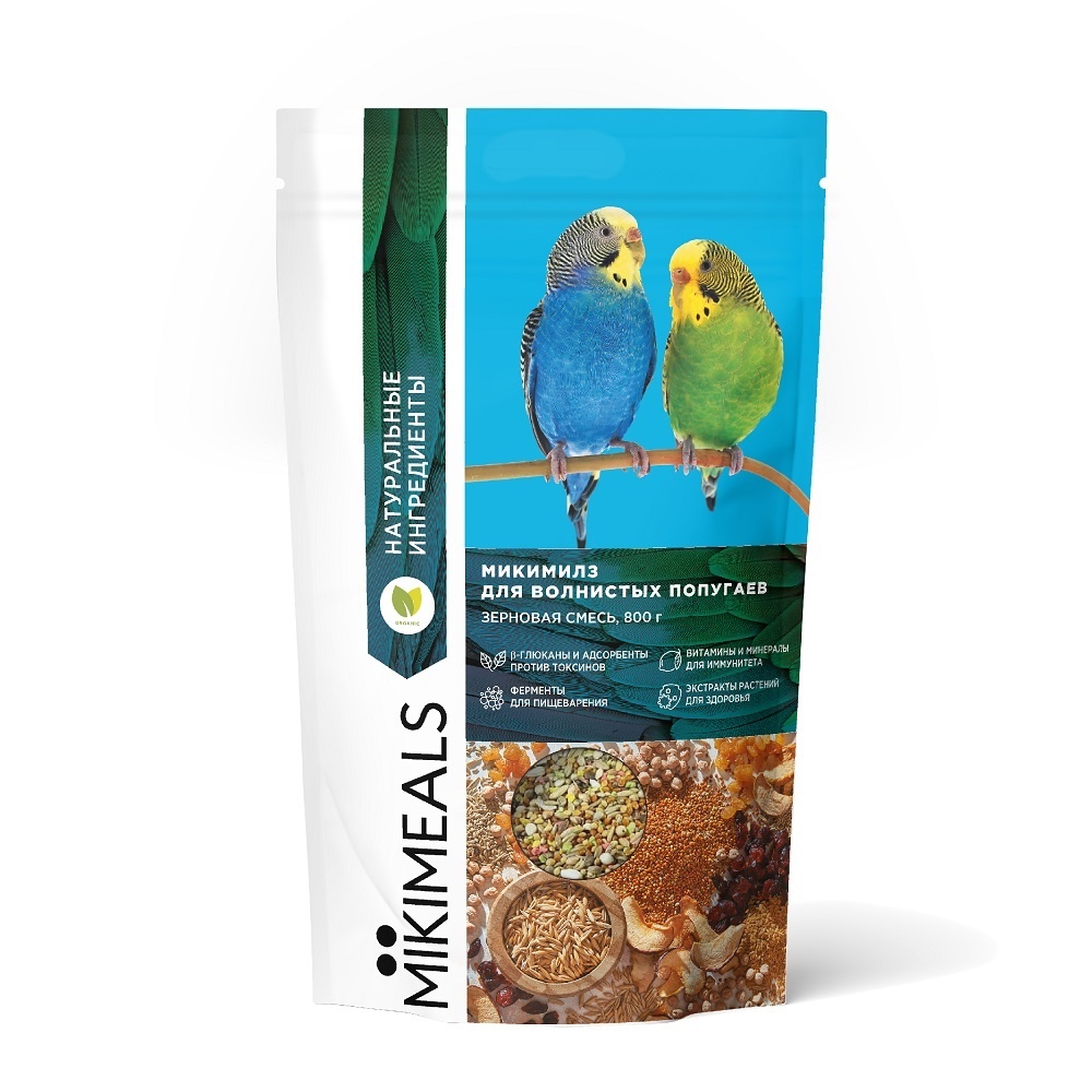 цена Mikimeals Mikimeals корм для волнистых попугаев (400 г)