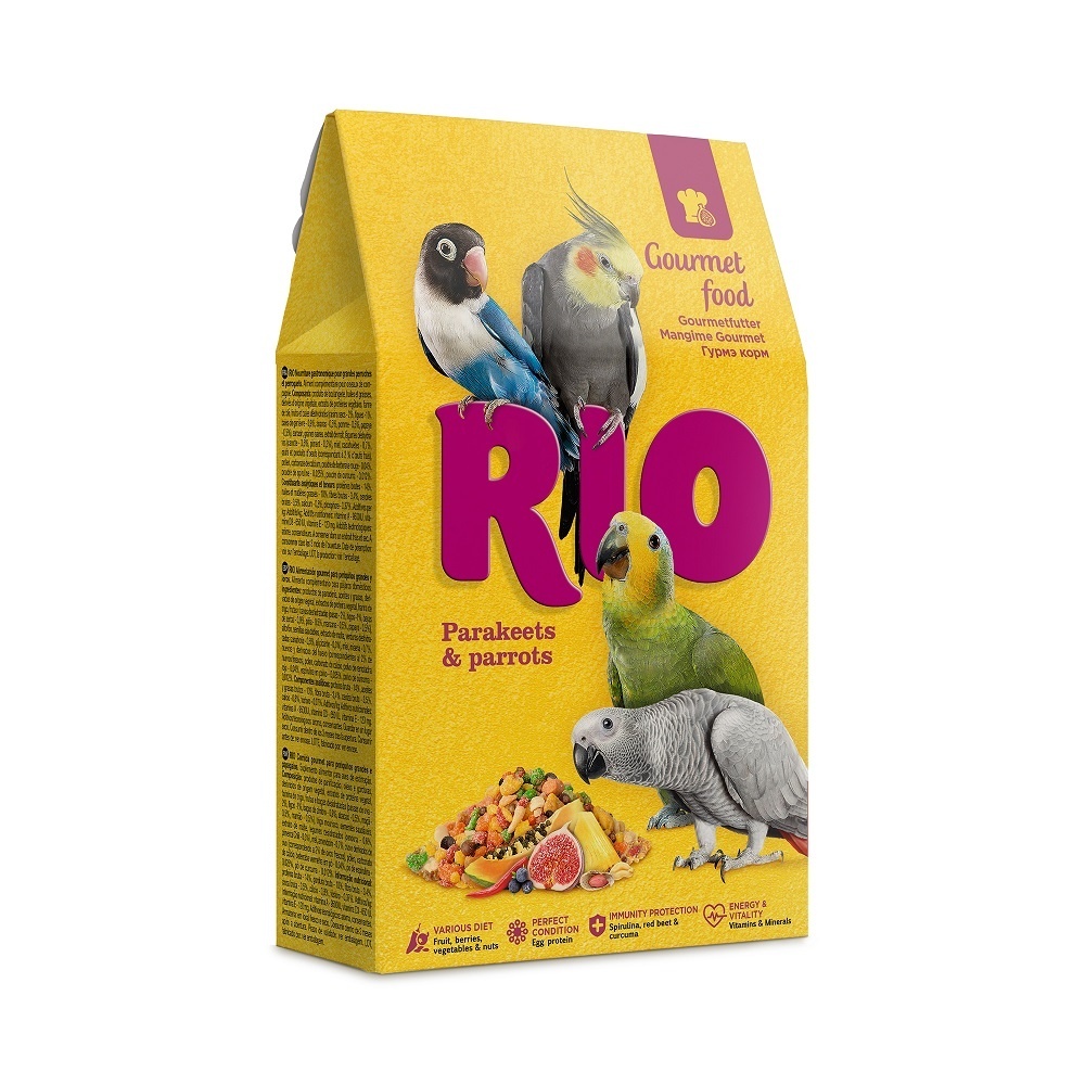 Рио Рио гурмэ корм для средних и крупных попугаев (250 г) рио рио яичный корм для волнистых попугайчиков и других мелких птиц 250 г