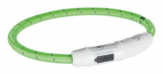 Trixie мигающий (светящийся) ошейник USB, нейлон, зелёный (33 г)