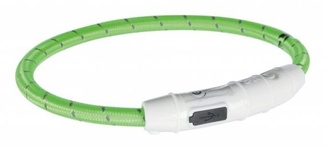 Мигающий (светящийся) ошейник USB, нейлон, зелёный
