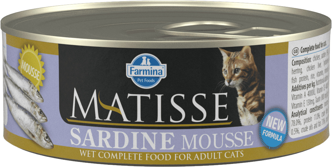 FARMINA FARMINA консервы-мусс для взрослых кошек, с сардиной (85 г)