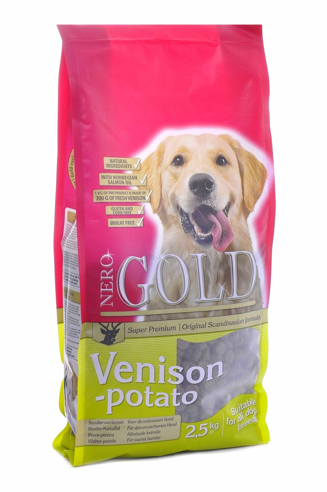 Корм NERO GOLD super premium для взрослых собак, c олениной и сладким картофелем (2,5 кг)