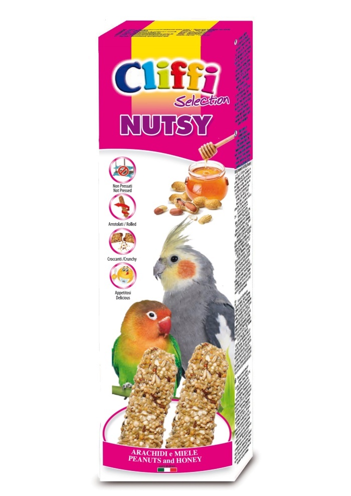 Cliffi (Италия) Cliffi (Италия) лакомства для длиннохвостых попугаев: палочки с арахисом и медом (150 г)
