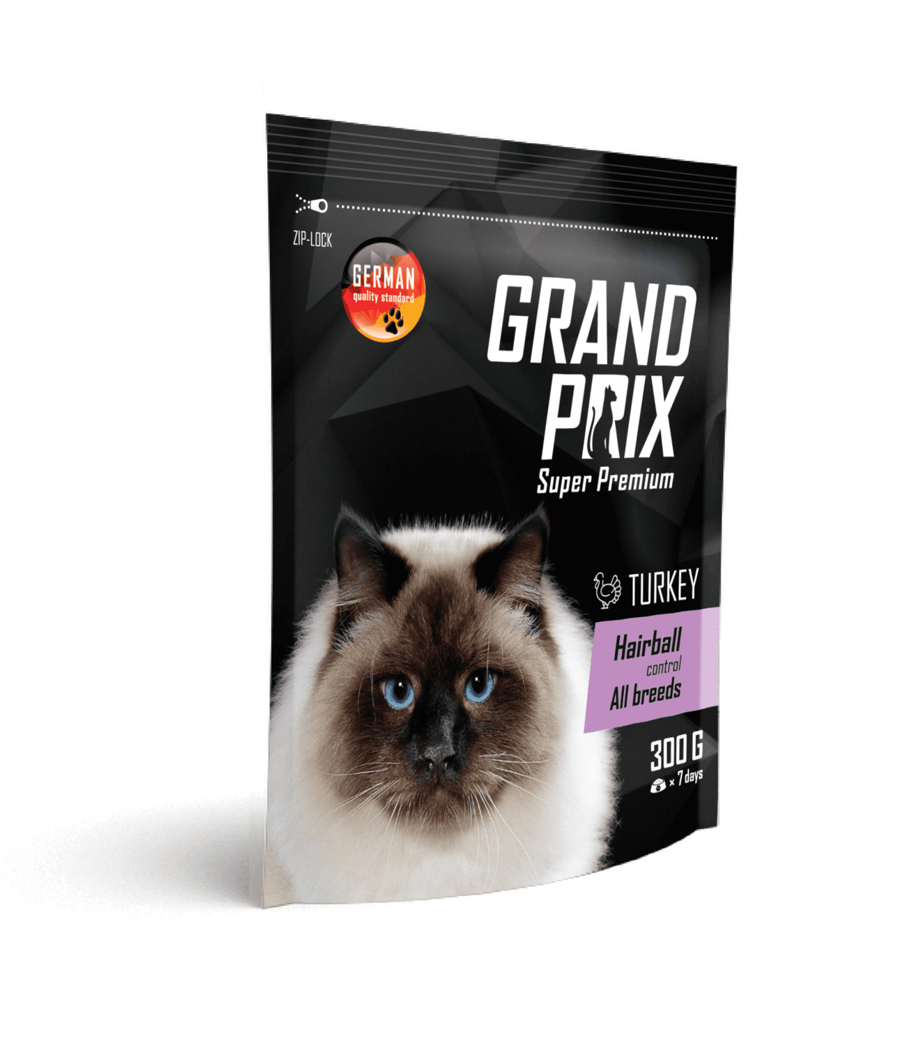 Корм Grand Prix полнорационный сбалансированный, для кошек всех пород для выведения шерсти, с индейкой (300 г)