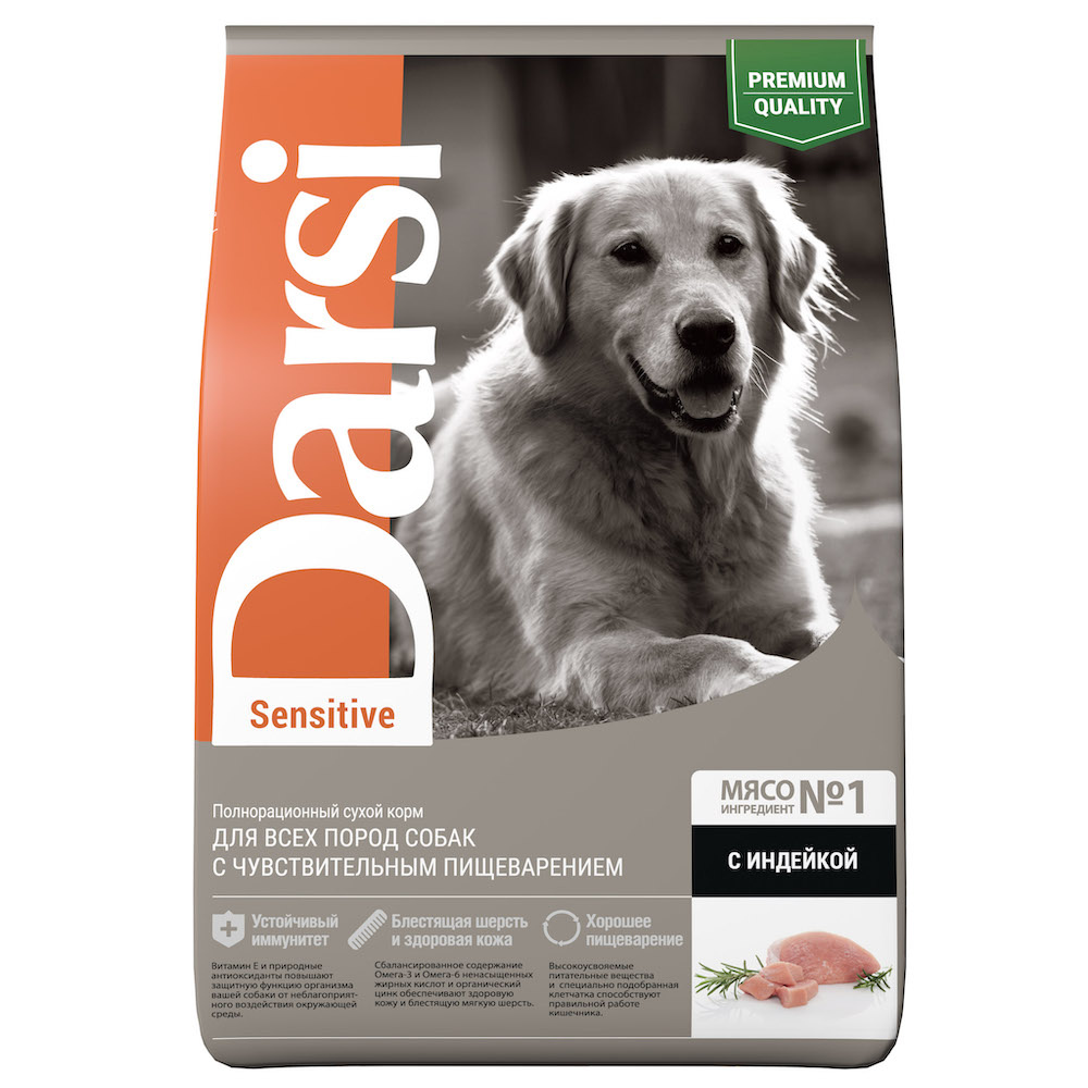 Darsi Darsi сухой корм для собак всех пород, с индейкой (2,5 кг) комплекс минералов kwc multimineral железо йод хром цинк 60 шт