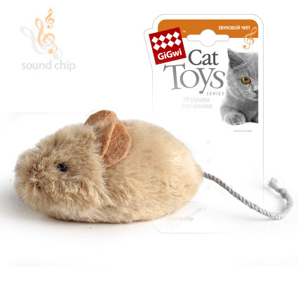 GiGwi GiGwi игрушка Мышка со звуковым чипом, искусственный мех (30 г) игрушка для кошек gigwi мышка со звуковым чипом 15см серия melody chaser
