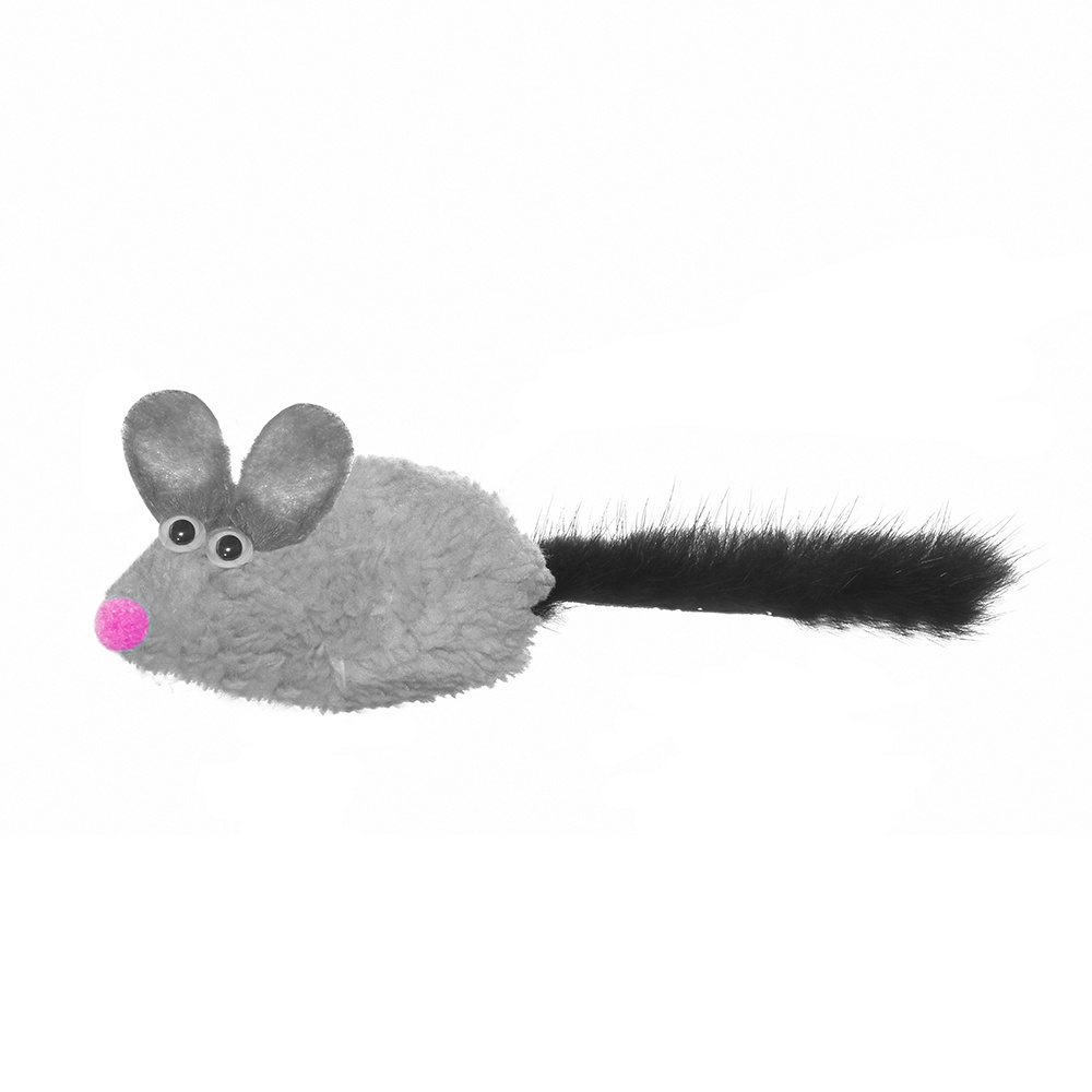 PetshopRu игрушка для кошек с хвостом из натуральной норки, серая (5 г)