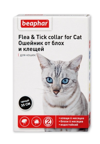 Beaphar Beaphar ошейник от блох и клещей для кошек, черный (45 г) ошейник для кошек beaphar bio от блох и клещей 35см