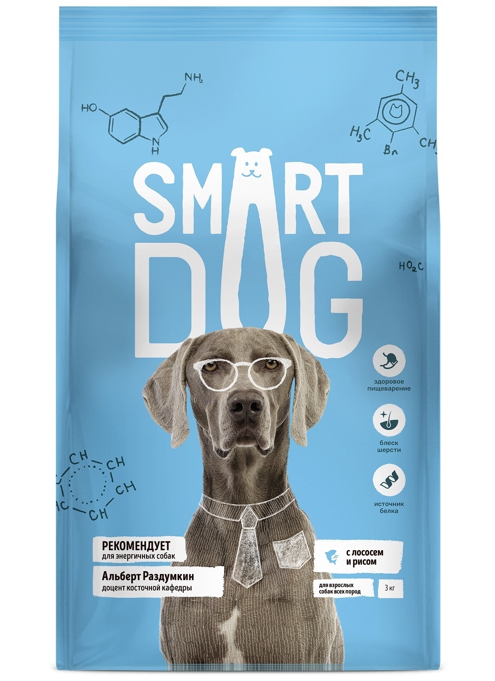 Smart Dog Корм Smart Dog для взрослых собак, с лососем и рисом (800 г)