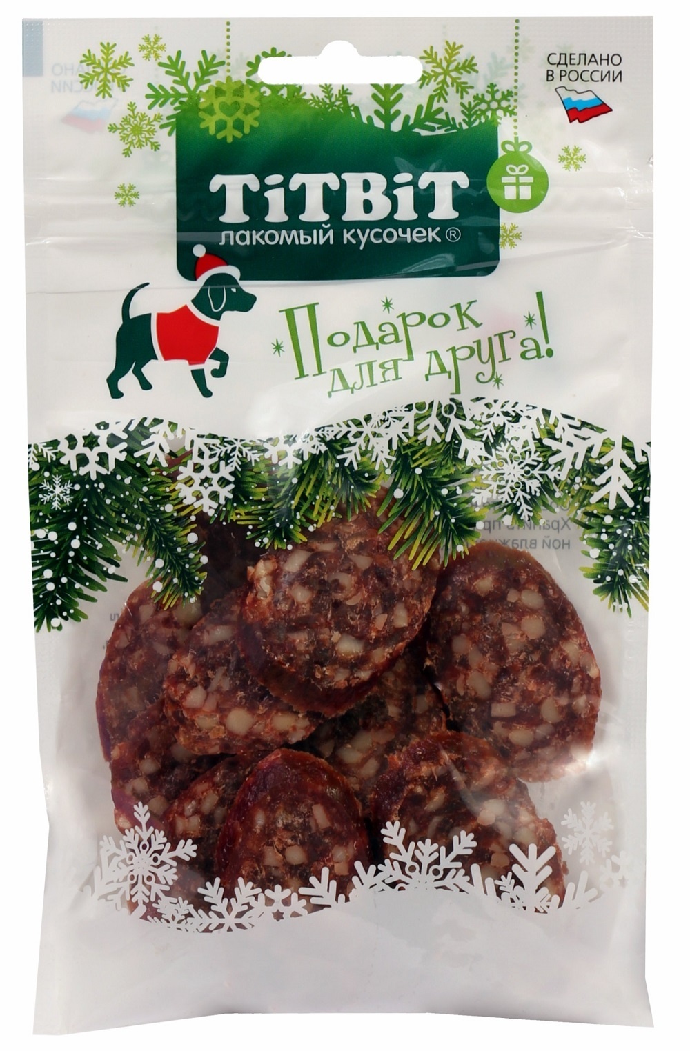 TiTBiT TiTBiT новогодняя коллекция Нарезка Бергамо для собак (80 г) мясные деликатесы ароматные колбасы и паштеты