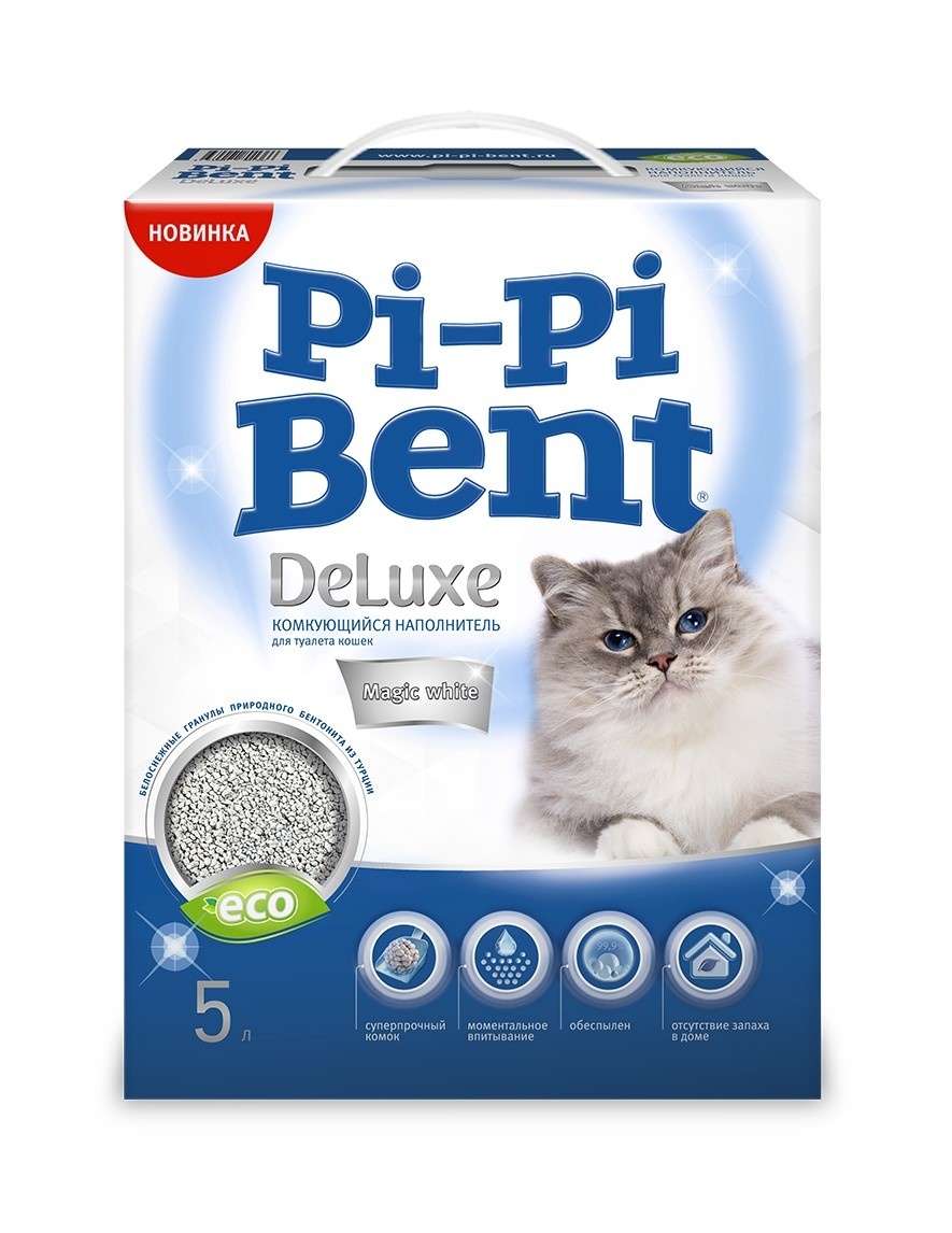 Pi-Pi-Bent Pi-Pi-Bent комкующийся наполнитель Делюкс Magic White (коробка) (5 кг)