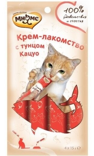 Мнямс Мнямс крем-лакомство для кошек с тунцом кацуо (60 г)