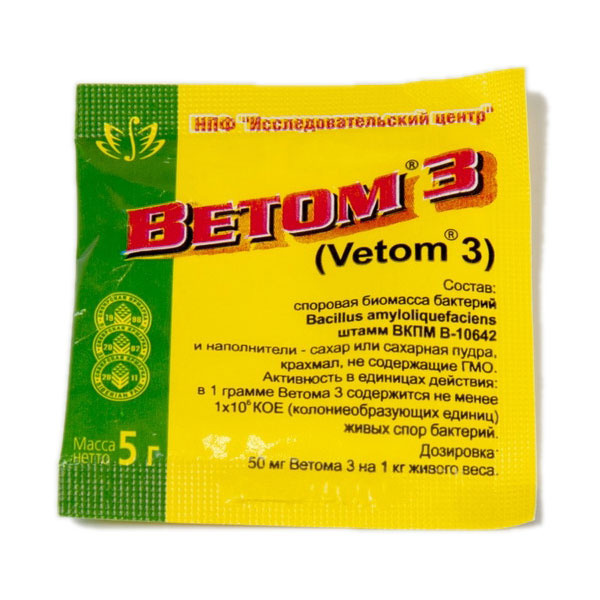 Ветом (Vetom) Ветом (Vetom) ветом 3 для профилактики и лечения ЖКТ + стимуляции роста и развитие молодняка (5 г) пробиотик ветом 3 для профилактики и лечения заболеваний жкт 50г