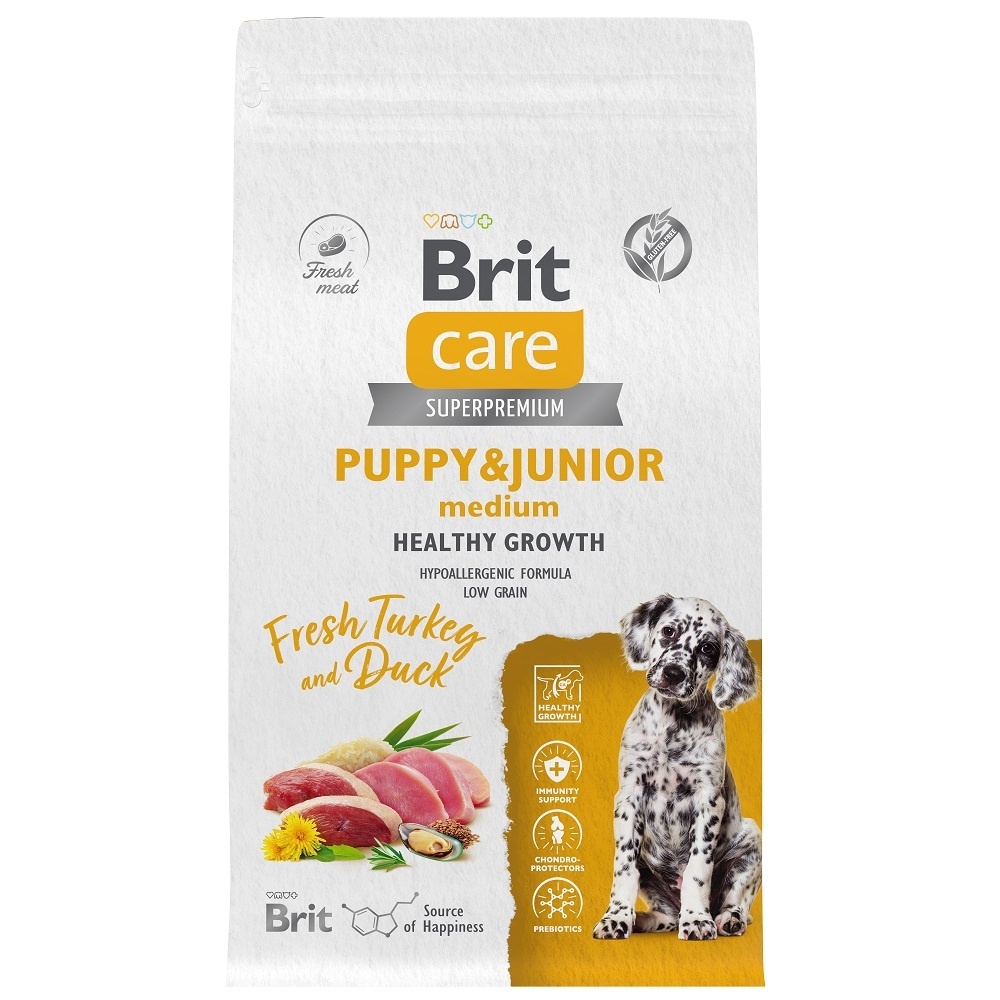 Brit Care Brit Care сухой корм с индейкой и уткой для щенков средних пород (3 кг)