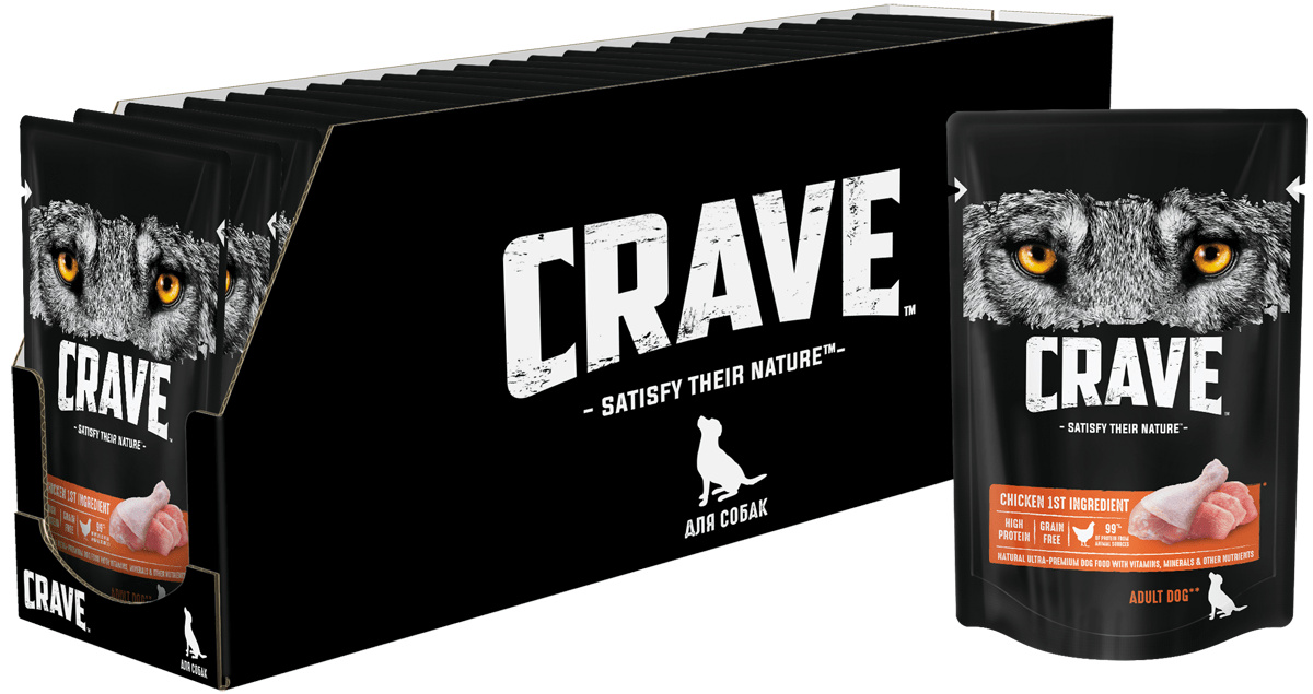 Crave полнорационный консервированный корм для взрослых собак всех пород, с курицей (85 г) 