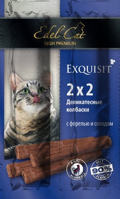 Колбаски-мини для кошек с форелью и солодом 4шт. по 2г Edel Cat Колбаски-мини для кошек с форелью и солодом 4шт. по 2г Edel Cat