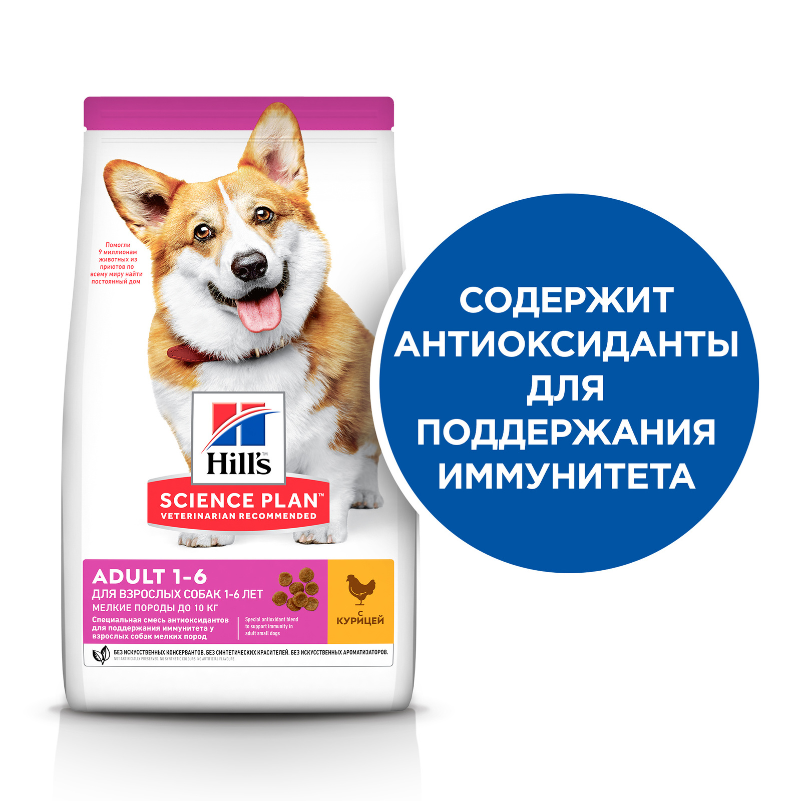 Корм Hill's Science Plan сухой корм для взрослых собак мелких пород для поддержания здоровья кожи и шерсти, с курицей (6 кг) 