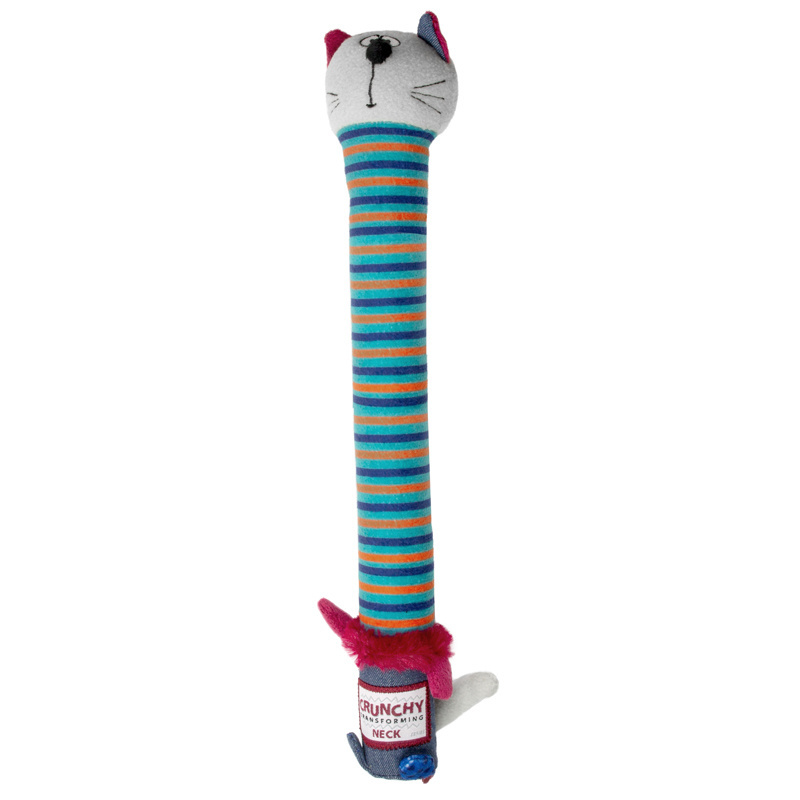 GiGwi GiGwi кот, хрустящая игрушка с пищалкой, 28×4 см (99 г) игрушка для собак gigwi crunchy neck кот с хрустящей шеей и пищалкой 32см