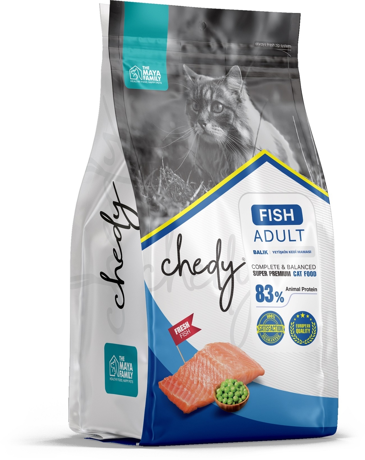 Chedy Chedy сухой корм для взрослых кошек, рыба (1,5 кг)