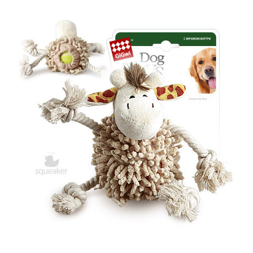 GiGwi GiGwi игрушка Жираф с теннисным мячом, ткань/веревочный и теннисный материал (121 г) игрушка для собак европа канат с мячом 30см хлопок