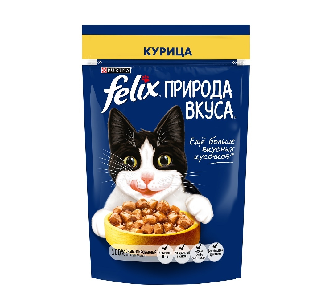 Felix влажный корм Природа вкуса для взрослых кошек, с курицей в соусе (75 г)