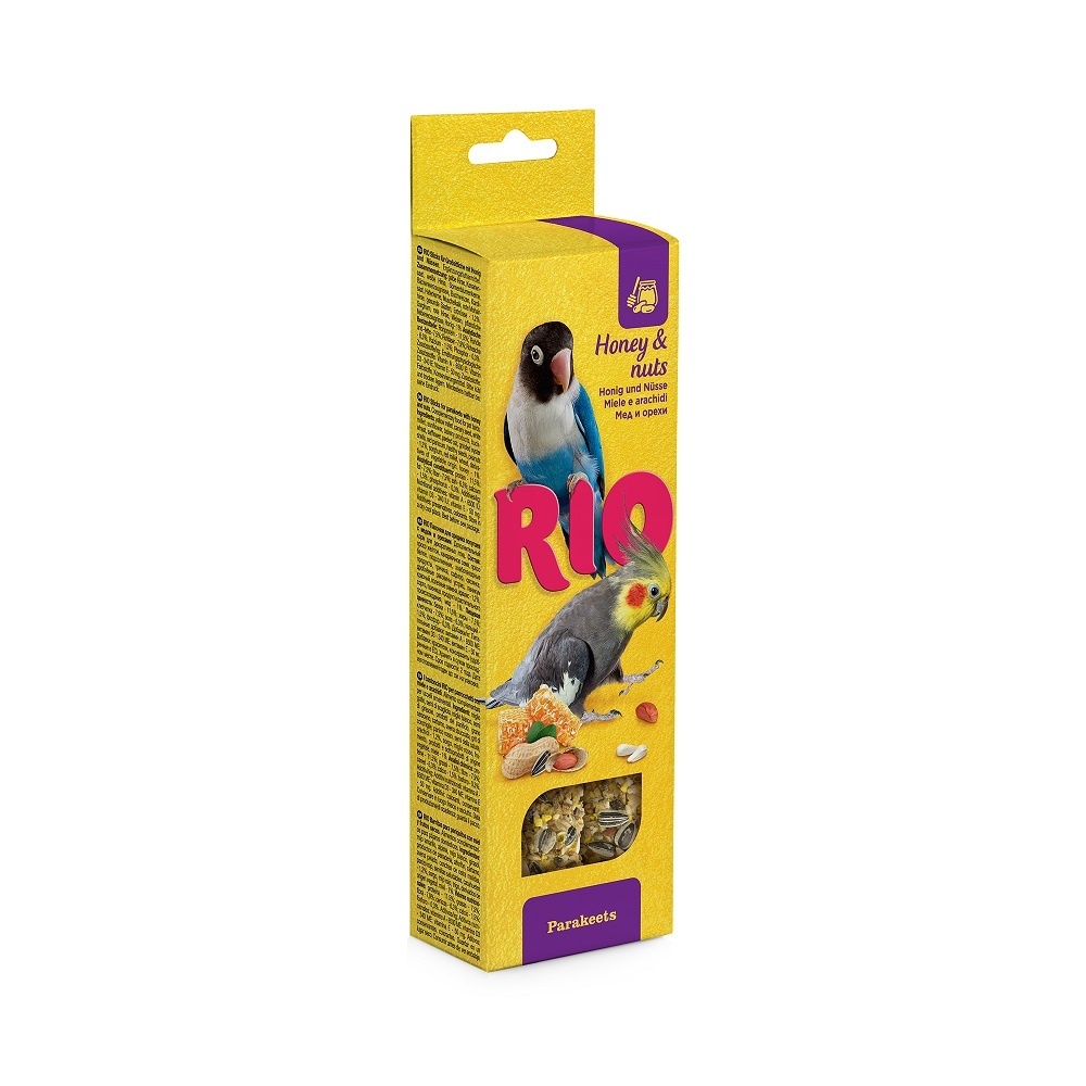 рио палочки для попугаев с медом и орехами 2х90 г 0 18 кг 37745 Рио Рио палочки с медом и орехами для средних попугаев (150 г)