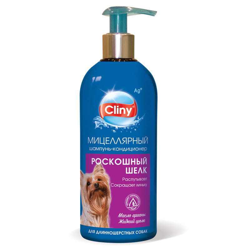 Cliny Cliny шампунь-кондиционер Роскошный шелк для длинношерстных собак (300 мл) cliny гипоаллергенный шампунь для собак 300 мл