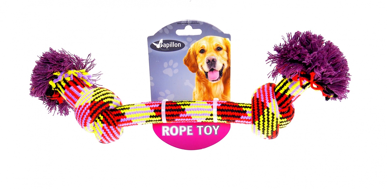 цена Papillon Papillon игрушка для собак Плетеная цветная с двумя узлами (33 см)