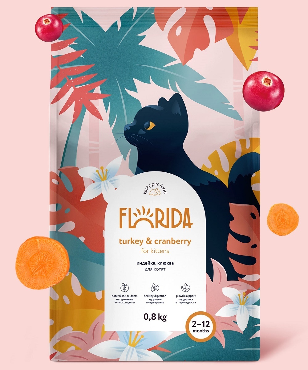 FLORIDA Корм FLORIDA сухой корм для котят с индейкой и клюквой (12 кг) florida для котят с индейкой и клюквой 0 8 0 8 кг