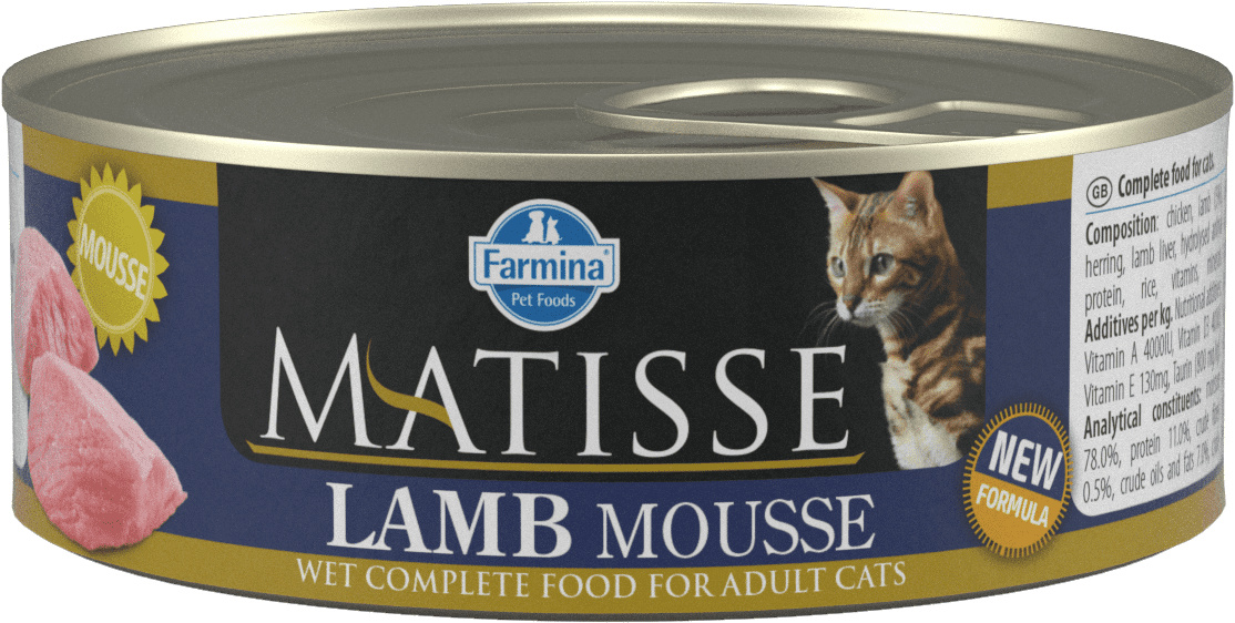 фармина консервы matisse mousse lamb мусс с ягнёнком д взр кошек 85 г 4шт 4шт FARMINA FARMINA консервы-мусс для взрослых кошек, с ягнёнком (85 г)