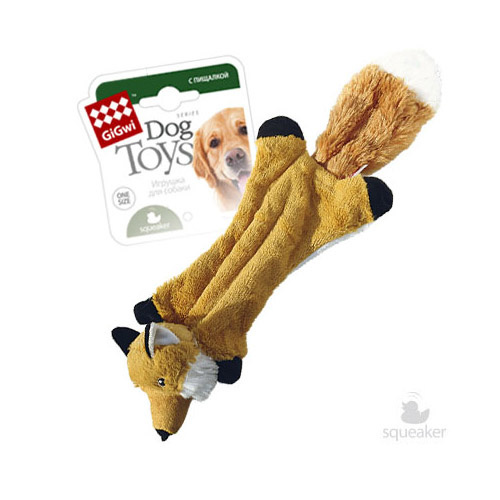 GiGwi GiGwi игрушка шкурка лисы с пищалками, ткань/пластик (100 г) gigwi игрушка для собак шкурка лисы с пищалками 41см серия plush friendz