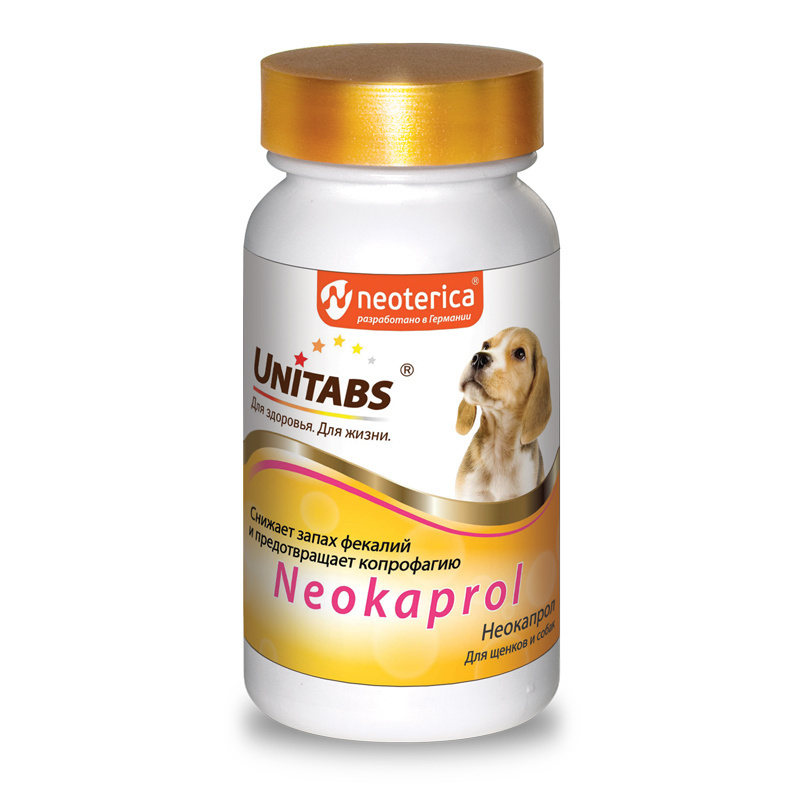 цена Unitabs Unitabs кормовая добавка Neokaprol для снижения запаха фекалий у щенков и собак и предотвращения копрофагии (100 таб)