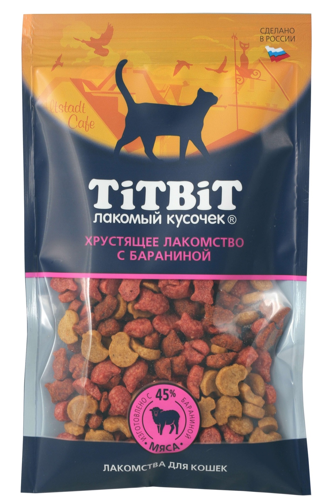 TiTBiT TiTBiT лакомство хрустящее с бараниной для кошек (60 г) лакомство для кошек titbit с курицей 60 г