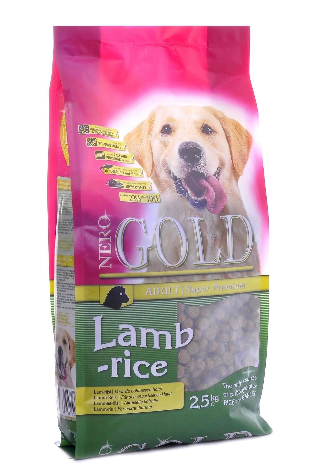 NERO GOLD super premium Корм NERO GOLD super premium adult для взрослых собак всех пород, с ягнёнком и цельным рисом (18 кг)