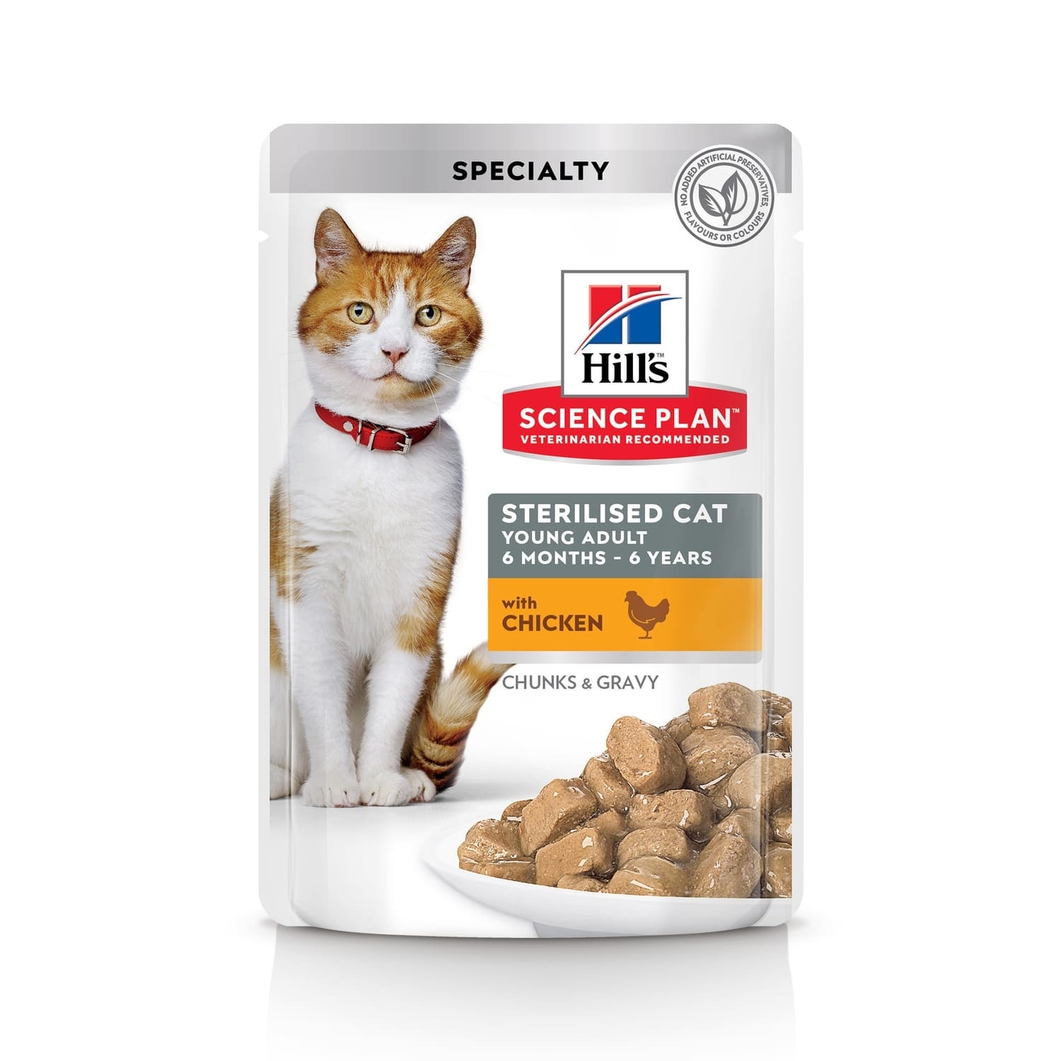 цена Hill's консервы Hill's консервы для молодых стерилизованных кошек и кастрированных котов, пауч с курицей в соусе (1,02 кг)