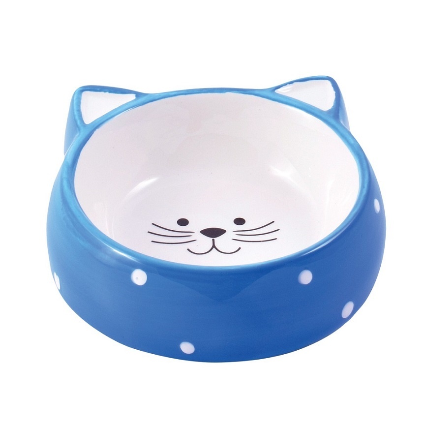 Mr.Kranch Mr.Kranch миска Мордочка кошки керамическая, голубая (250 мл) керамикарт миска керамическая для кошек 150 мл мордочка кошки розовая