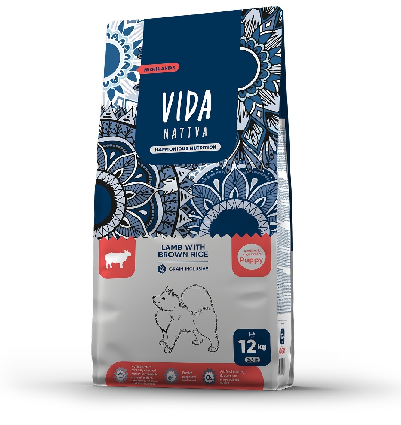 VIDA Nativa корм для щенков средних и крупных пород с ягненком и бурым рисом (12 кг)
