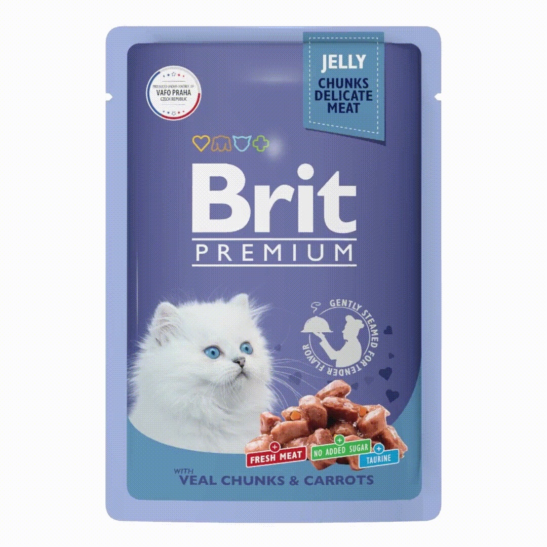 Brit Brit пауч для котят с телятиной и морковью в желе (85 г) brit brit пауч для котят с цыпленком в соусе 85 г