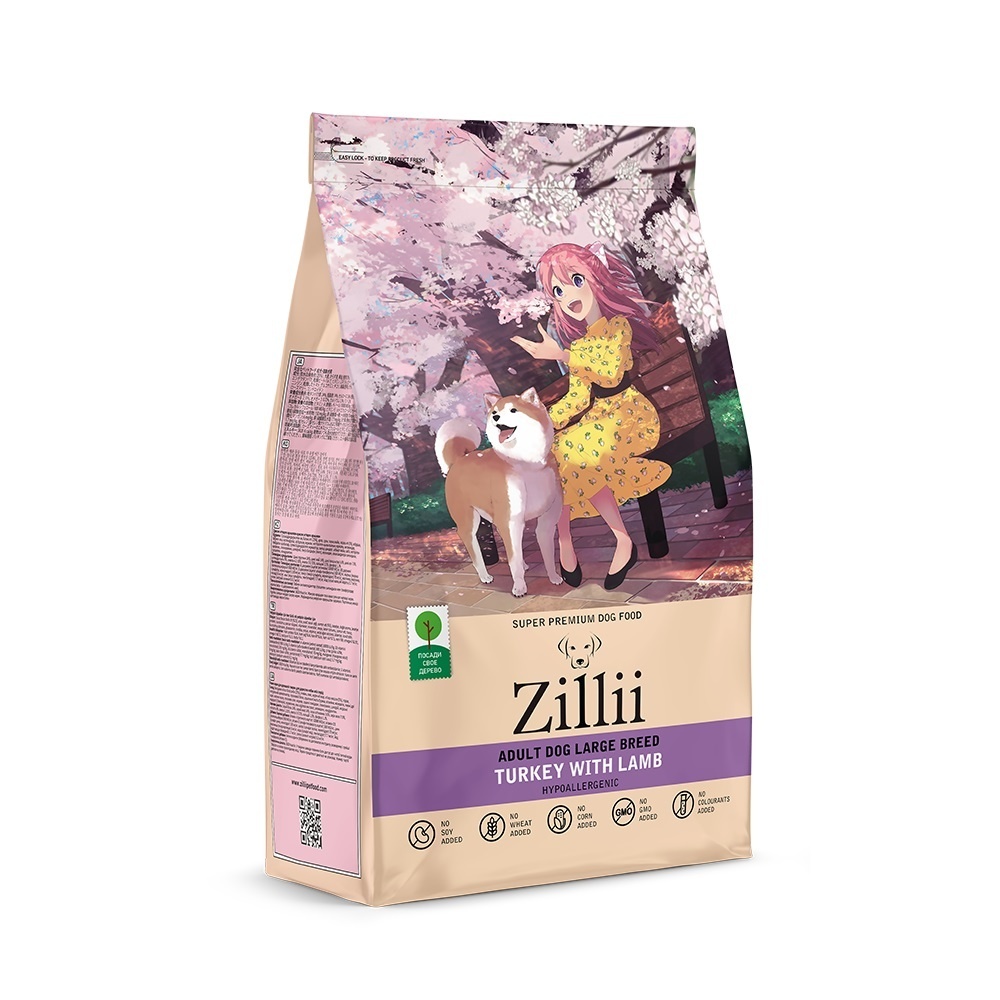 Zillii Zillii сухой корм для взрослых собак крупных пород с индейкой и ягнёнком (3 кг) zillii kitten сухой корм для котят с индейкой и ягнёнком 2 кг