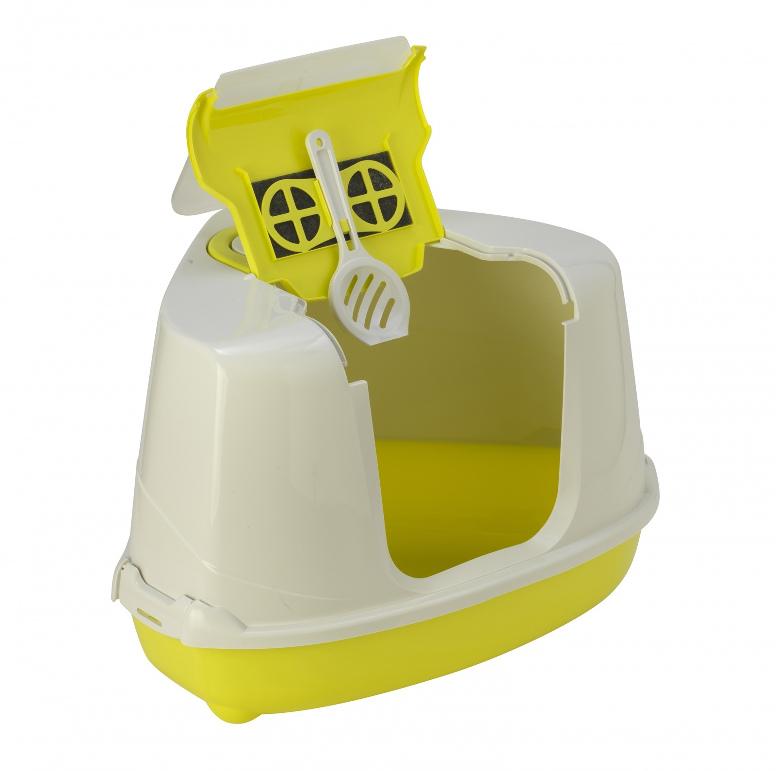 Moderna Moderna туалет-домик угловой Flip с угольным фильтром, 56X44X36 см, лимонно-желтый (1,6 кг)