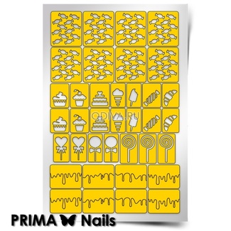 PrimaNails Трафарет для дизайна ногтей Кондитерская PrimaNails Трафарет для дизайна ногтей Кондитерская 94485 Nail Art
