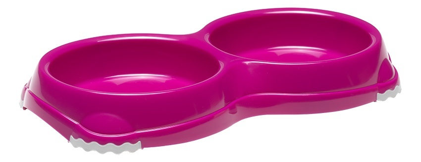цена Moderna Moderna двойная миска нескользящая Smarty, 2*200мл, ярко-розовый (2х200мл)