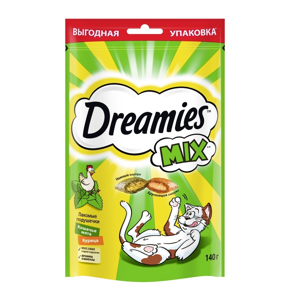 Dreamies Dreamies лакомство Dreamies MIX для взрослых кошек, с мятой и курицей (140 г) dreamies dreamies лакомство для взрослых кошек mix микс говядина сыр 60 г
