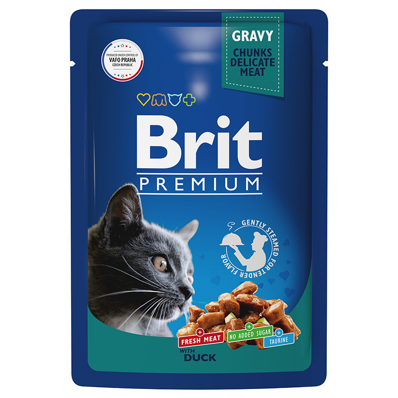 Brit Brit пауч для взрослых кошек с уткой в соусе (85 г) brit brit пауч для котят с цыпленком в соусе 85 г