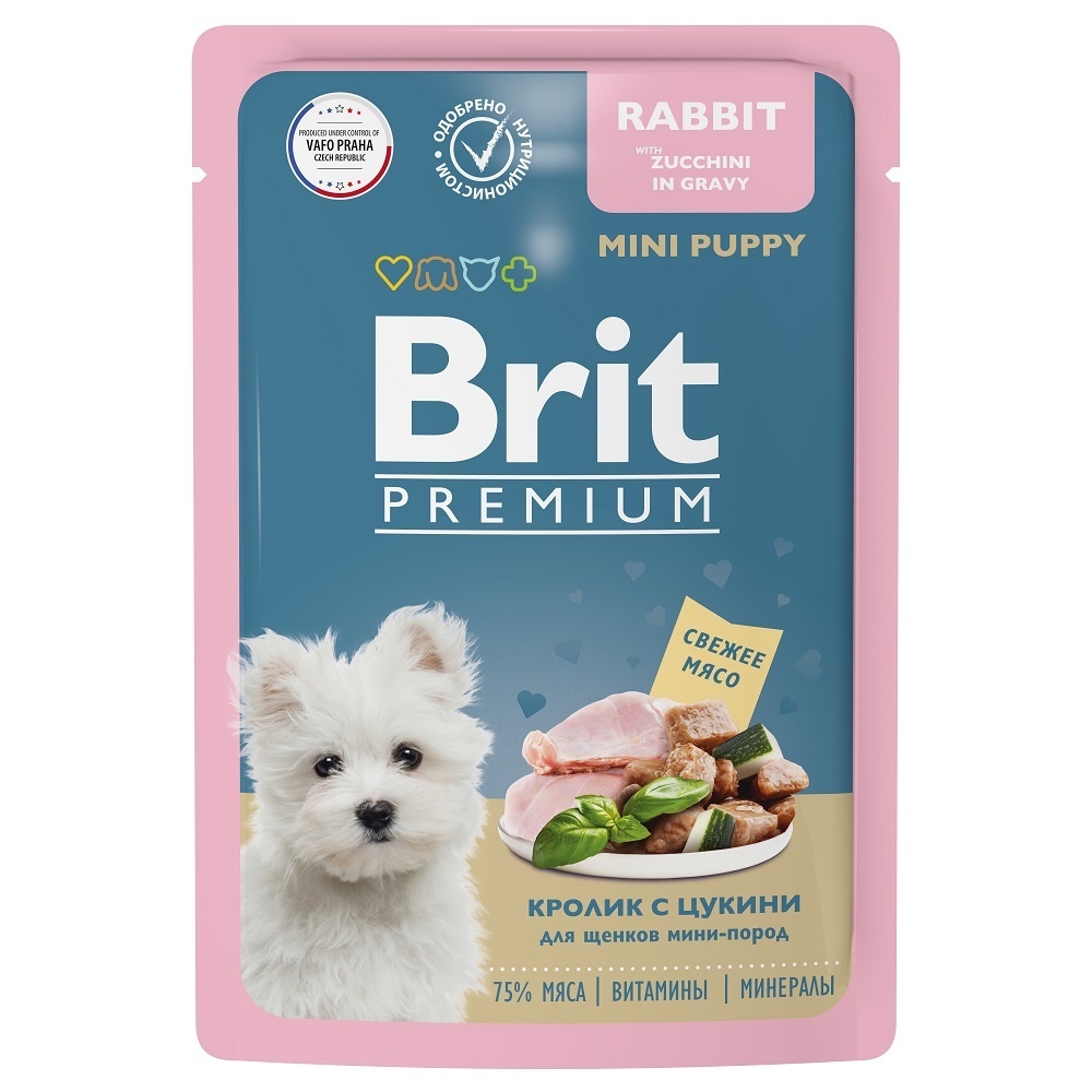 Brit Brit пауч для щенков миниатюрных пород с кроликом и цукини в соусе (85 г)
